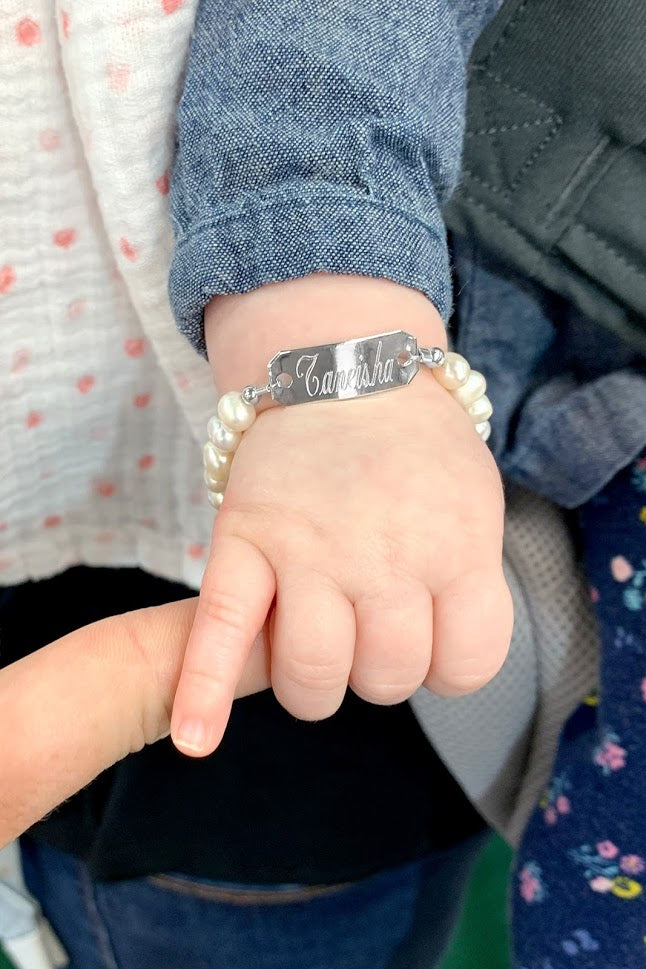 German Silver Baby Plate Pearl Bracelet - Atlanta Jewelers Supply