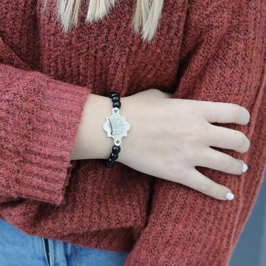 Stainless Steel Quatrefoil Stretchy Beaded Bracelet - Atlanta Jewelers Supply