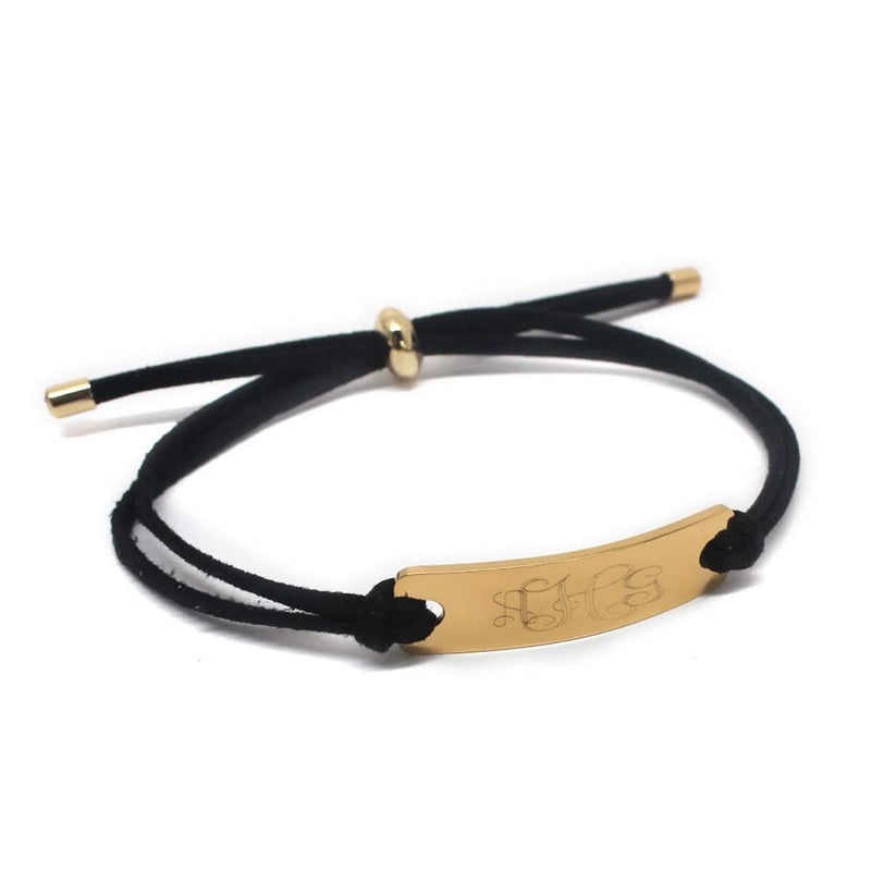 Trendy Suede Adjustable Engravable Stainless Steel Suede Bar Bracelet - Atlanta Jewelers Supply