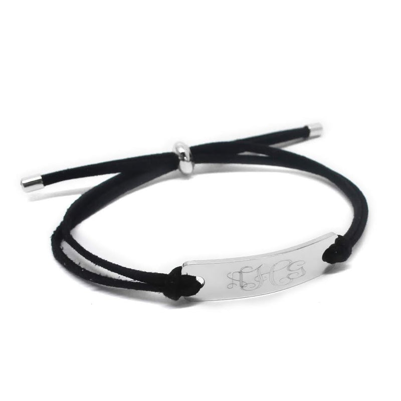 Trendy Suede Adjustable Engravable Stainless Steel Suede Bar Bracelet - Atlanta Jewelers Supply