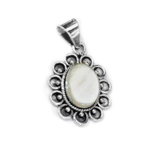 Sterling Silver Flower Natural Stone Pendant - Atlanta Jewelers Supply