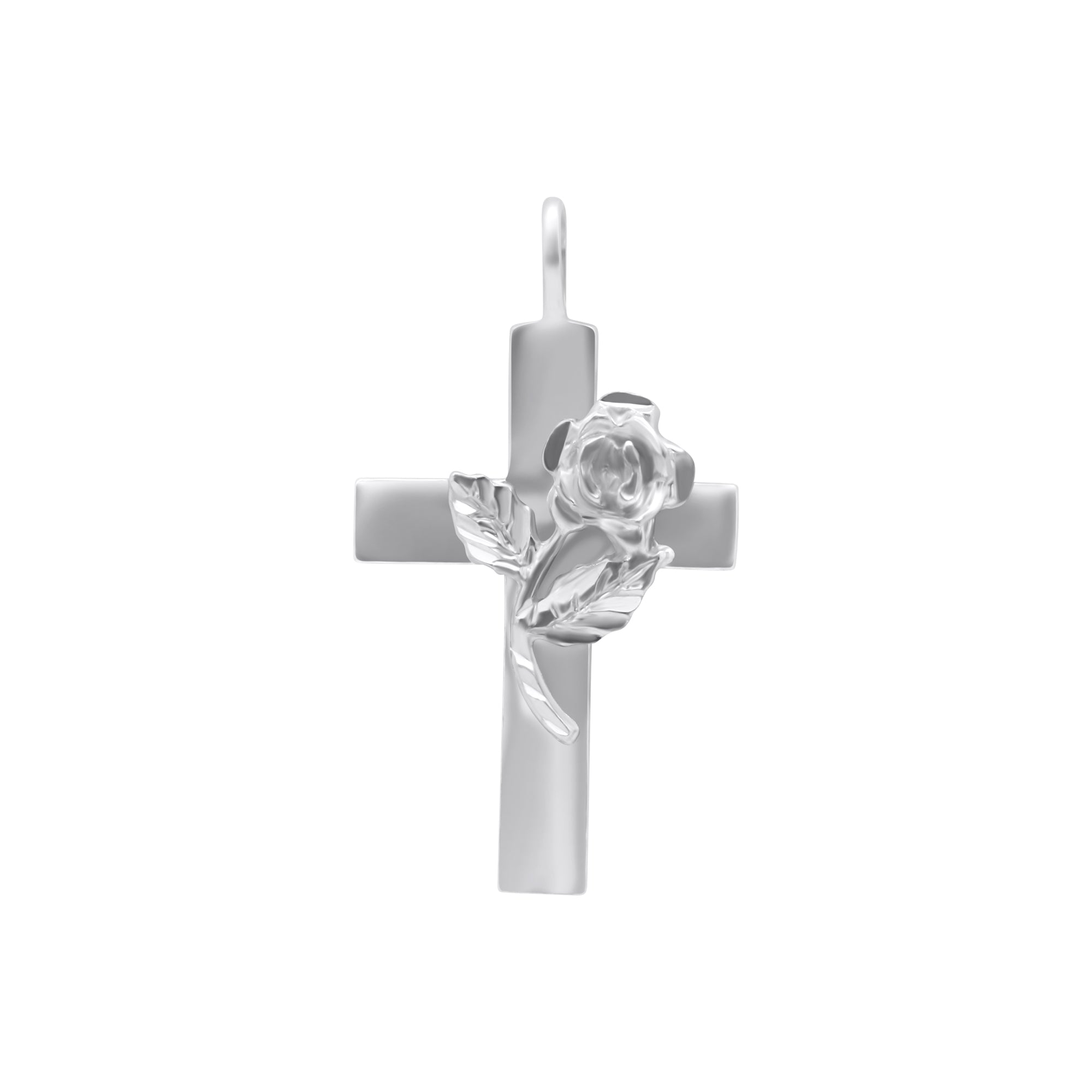 Sterling Silver Cross with Rose - CR02