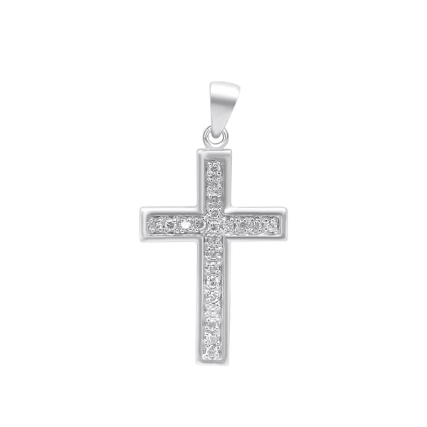 Sterling Silver CZ Cross - CR03