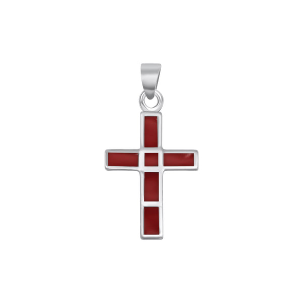 Sterling Silver Red Stone Cross