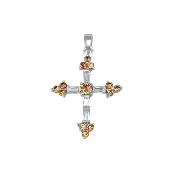Sterling Silver Cross with Topaz Stones