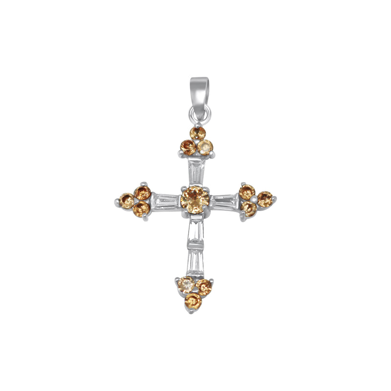 Sterling Silver Cross with Topaz Stones