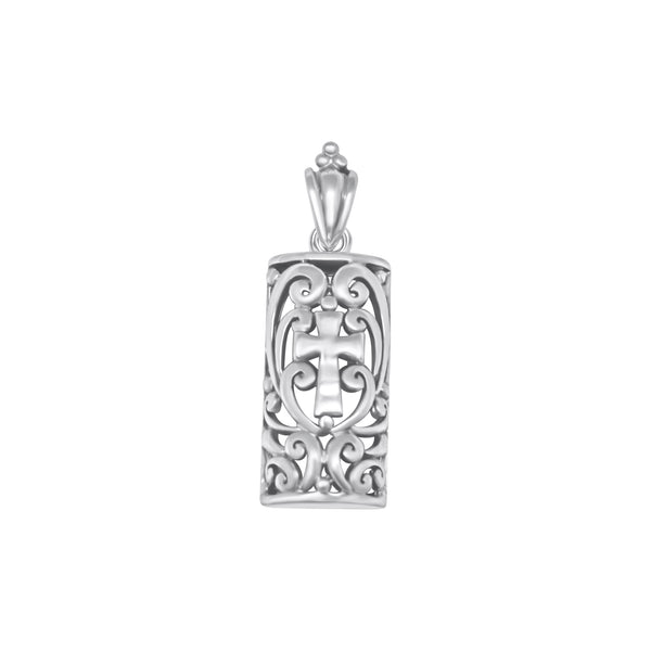 Sterling Silver Filigree Pendant with Cross in Center