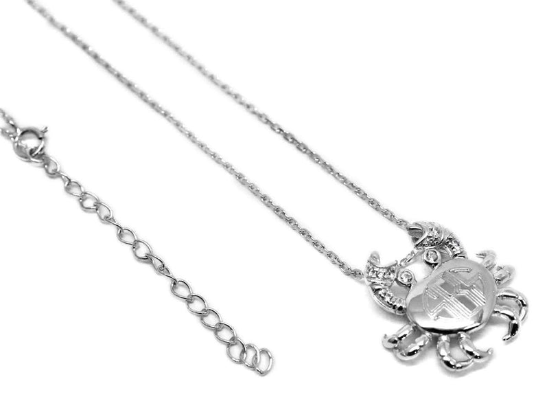 Elegant Engraved Sterling Silver CZ Crab Necklace - Atlanta Jewelers Supply