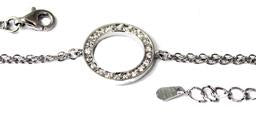Sterling Silver Dime Size Round Cz Cut-Out Bracelet W/ Double Chain - Atlanta Jewelers Supply