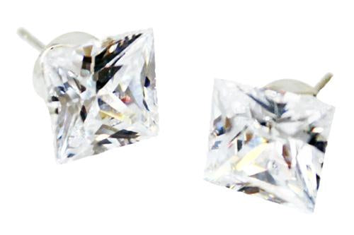 Sterling Silver Clear Square CZ Studs