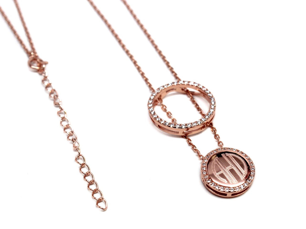 Sterling Silver Engravable Halo Style Circle CZ Pendant Necklaces - Atlanta Jewelers Supply