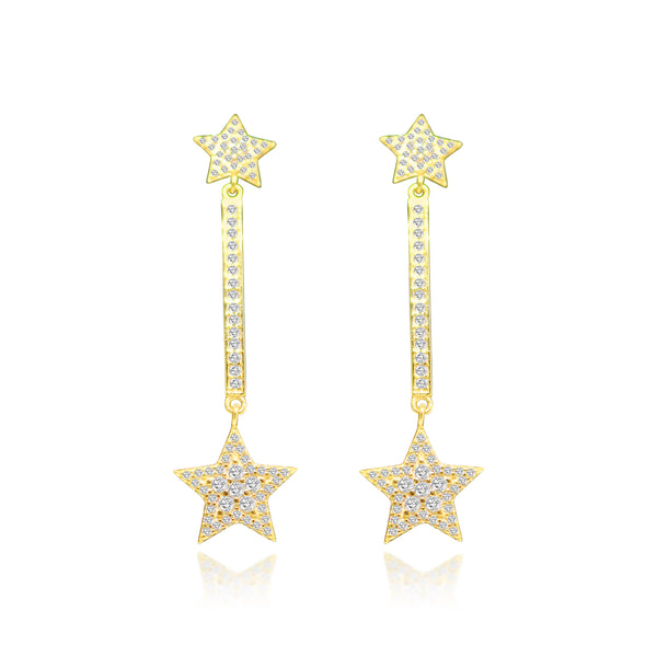 STERLING SILVER CZ BAR STAR EARRING - Atlanta Jewelers Supply