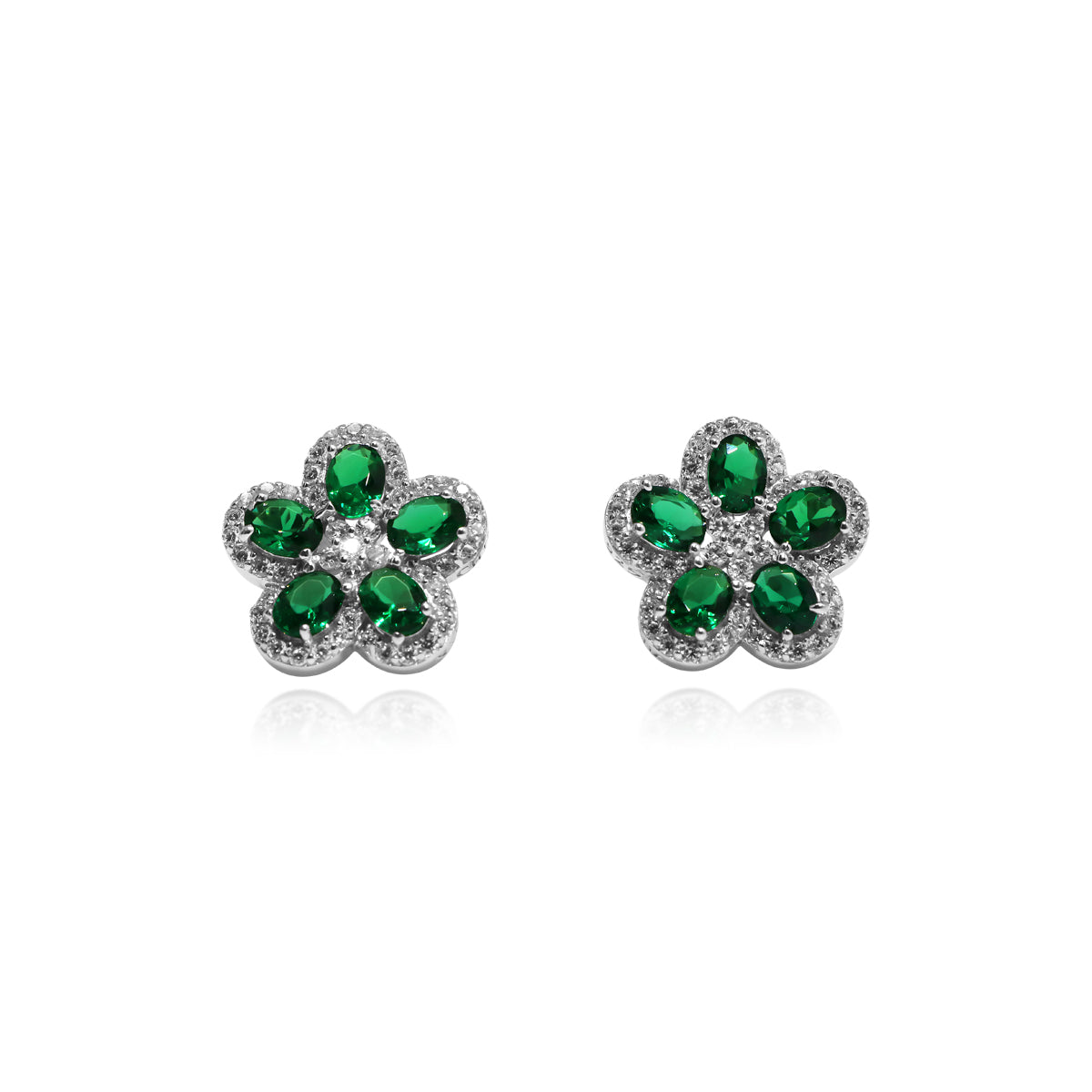 SS SPINEL & CZ FLOWER DESIGN EARRING - Atlanta Jewelers Supply