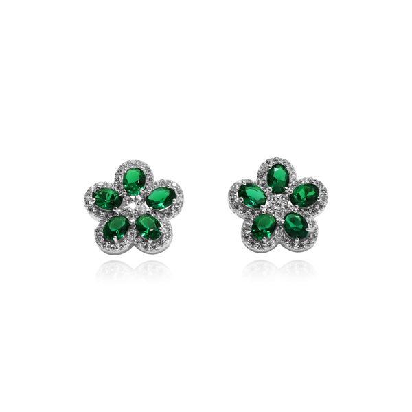 SS SPINEL & CZ FLOWER DESIGN EARRING - Atlanta Jewelers Supply