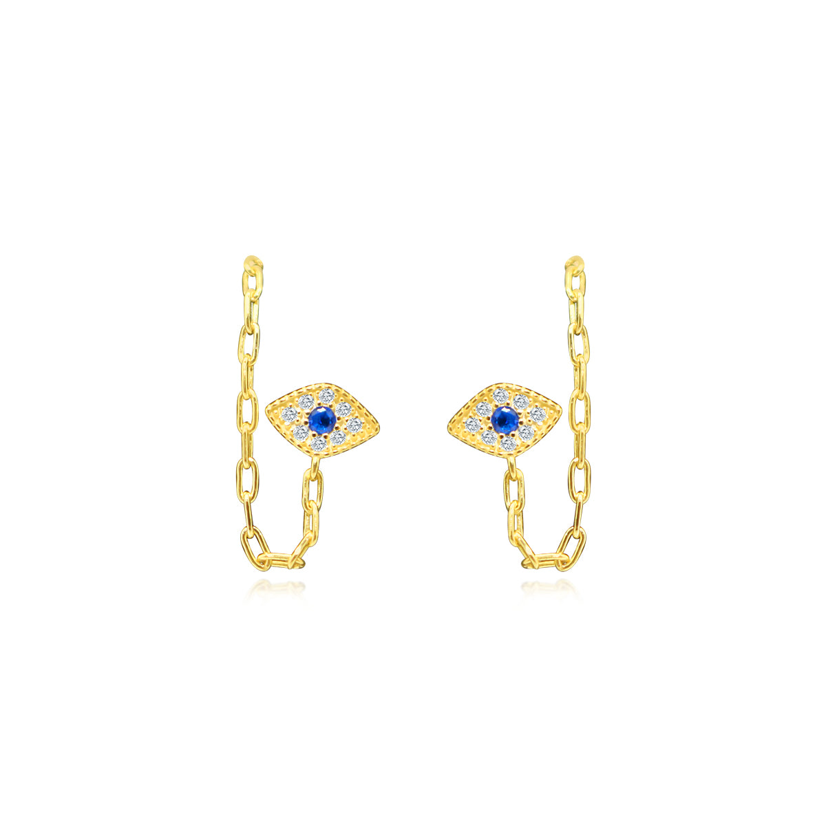 STERLING SILVER CZ FRONT TO BACK EVIL EYE EARRING - Atlanta Jewelers Supply