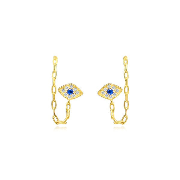 STERLING SILVER CZ FRONT TO BACK EVIL EYE EARRING - Atlanta Jewelers Supply