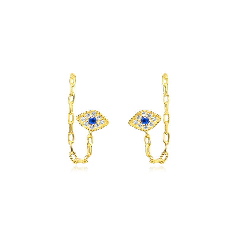 STERLING SILVER CZ FRONT TO BACK EVIL EYE EARRING - Atlanta Jewelers Supply