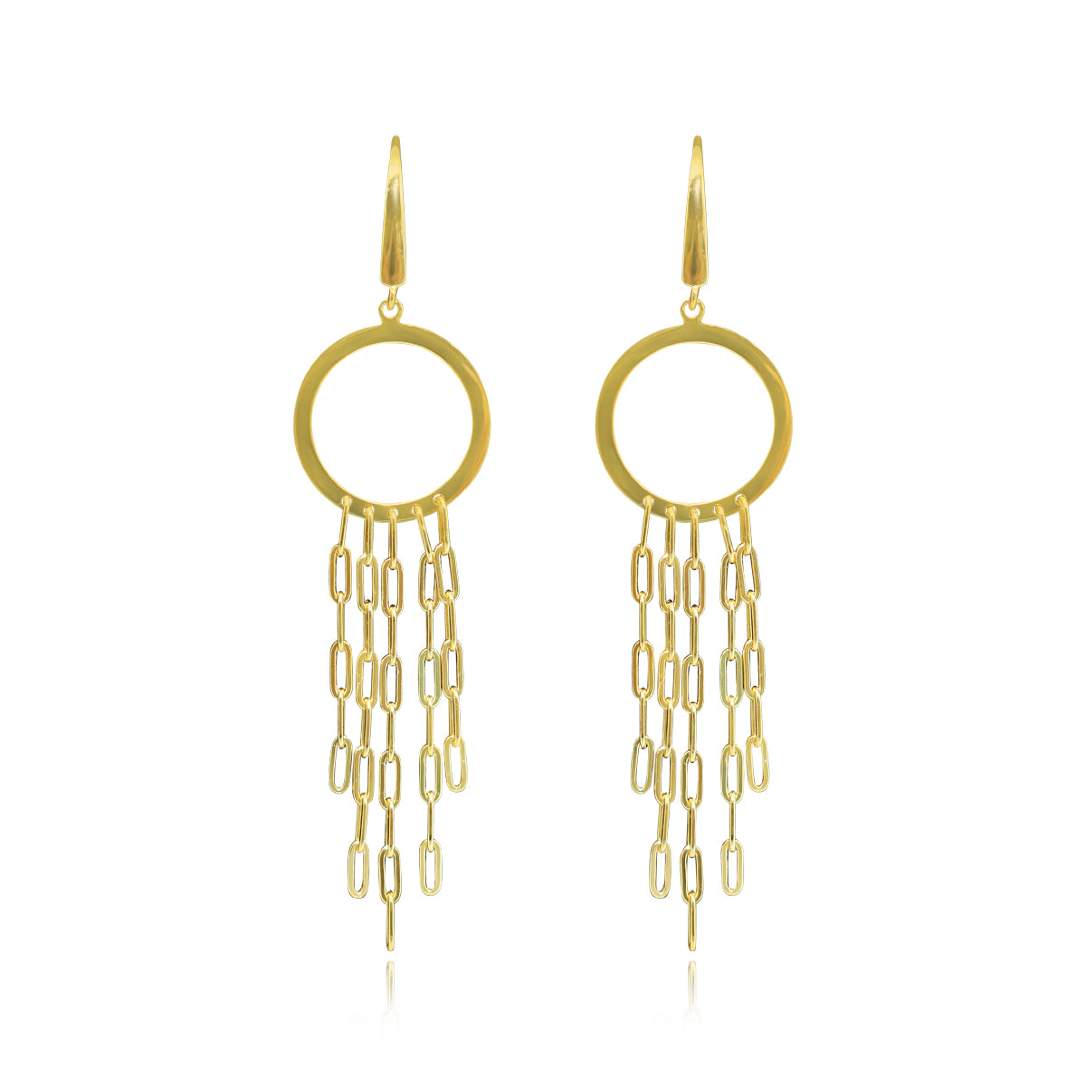 STERLING SILVER OPEN CIRCLE W/ DANGLING CHAIN HOOK EARRING - Atlanta Jewelers Supply