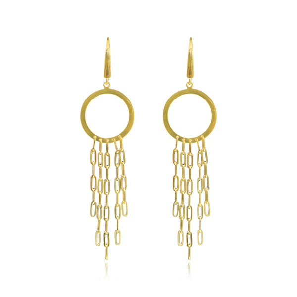 STERLING SILVER OPEN CIRCLE W/ DANGLING CHAIN HOOK EARRING - Atlanta Jewelers Supply