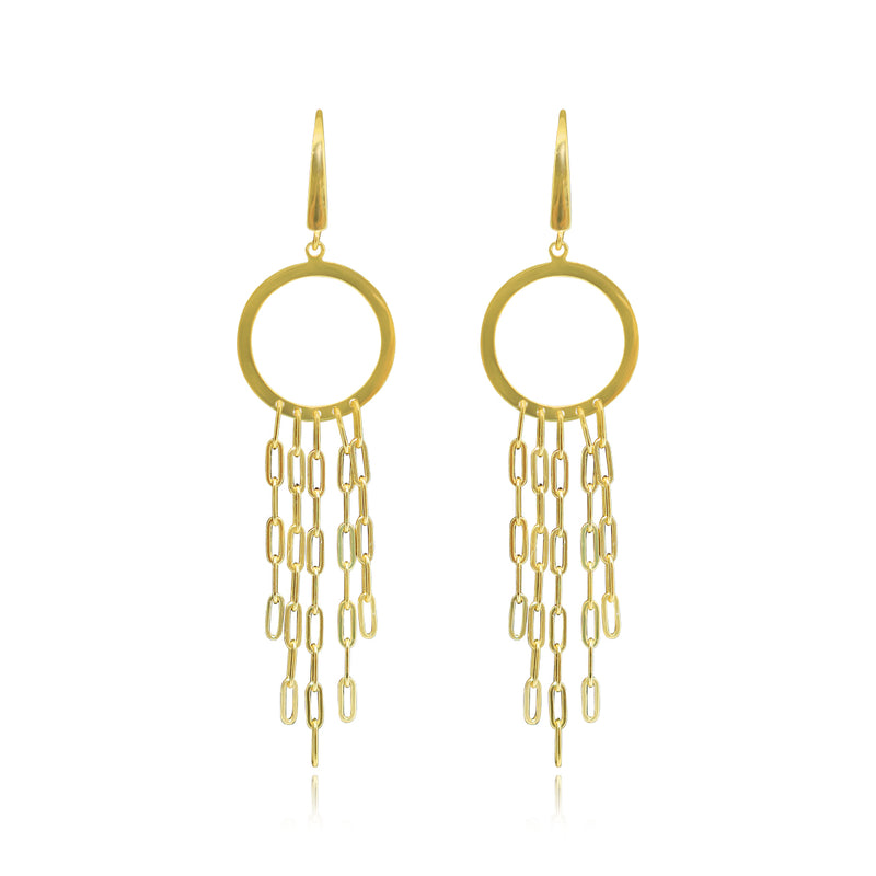 STERLING SILVER OPEN CIRCLE W/ DANGLING CHAIN HOOK EARRING - Atlanta Jewelers Supply