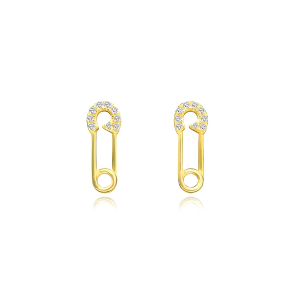 STERLING SILVER CZ END SAFETY PIN DESIGN EARRINGS - Atlanta Jewelers Supply