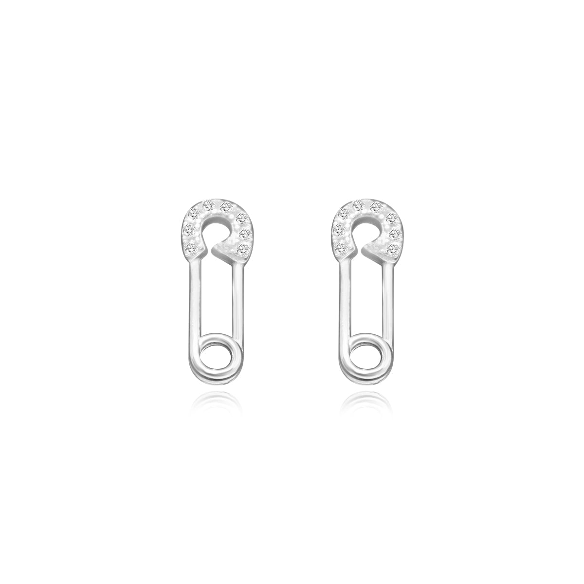 STERLING SILVER CZ END SAFETY PIN DESIGN EARRINGS - Atlanta Jewelers Supply
