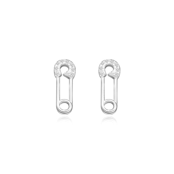 STERLING SILVER CZ END SAFETY PIN DESIGN EARRINGS - Atlanta Jewelers Supply