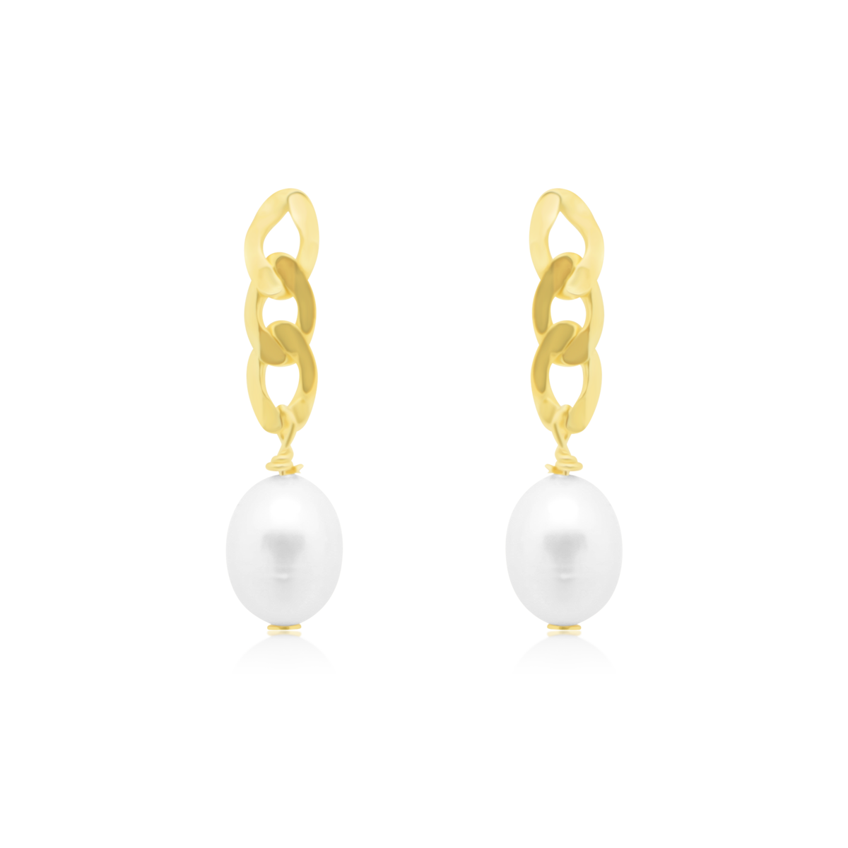 Pearl Curb Chain Drop Down Earrings - Atlanta Jewelers Supply