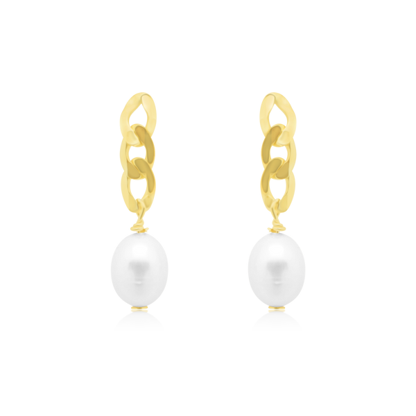 Pearl Curb Chain Drop Down Earrings - Atlanta Jewelers Supply