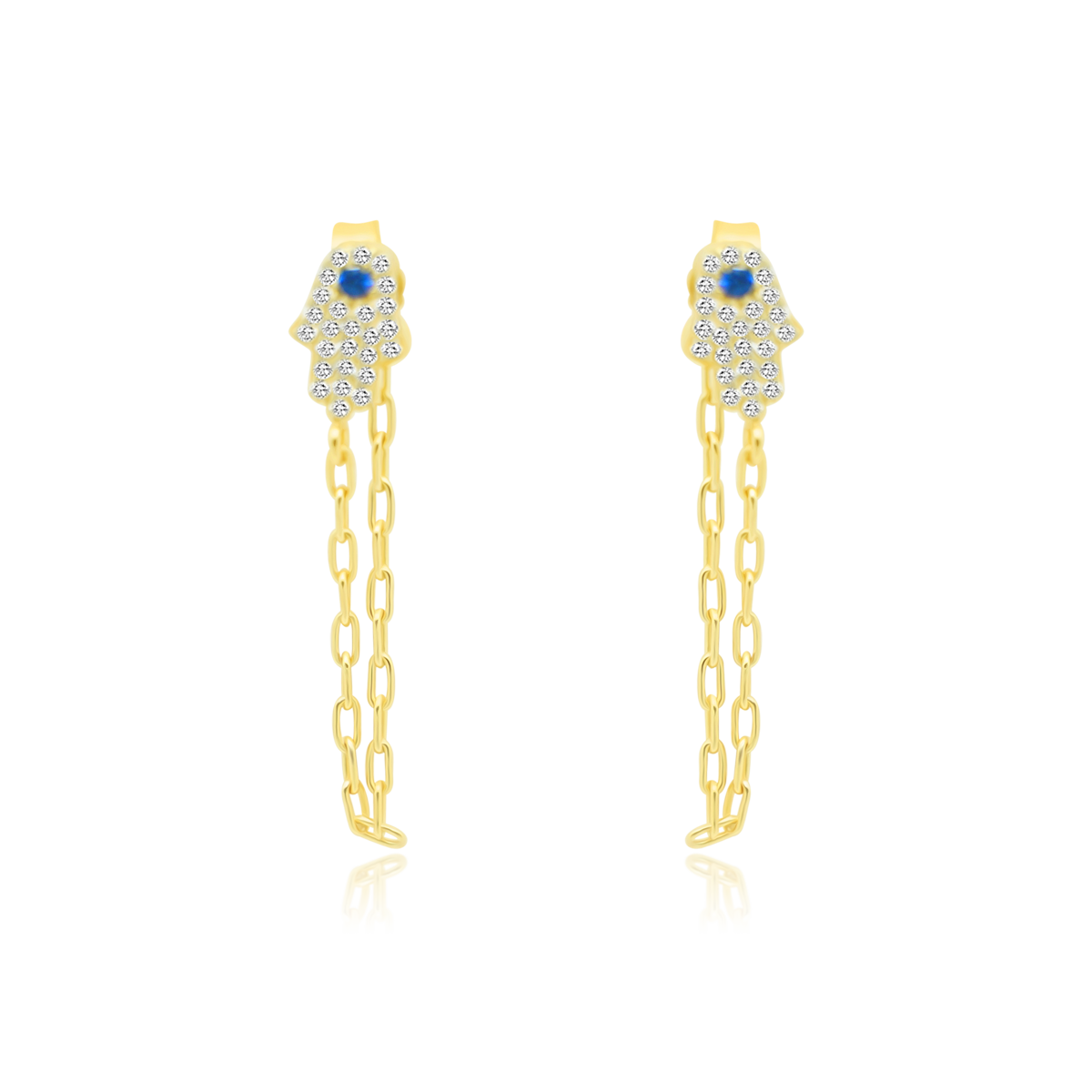 Silver CZ Front to Back Hamsa Earring - Atlanta Jewelers Supply
