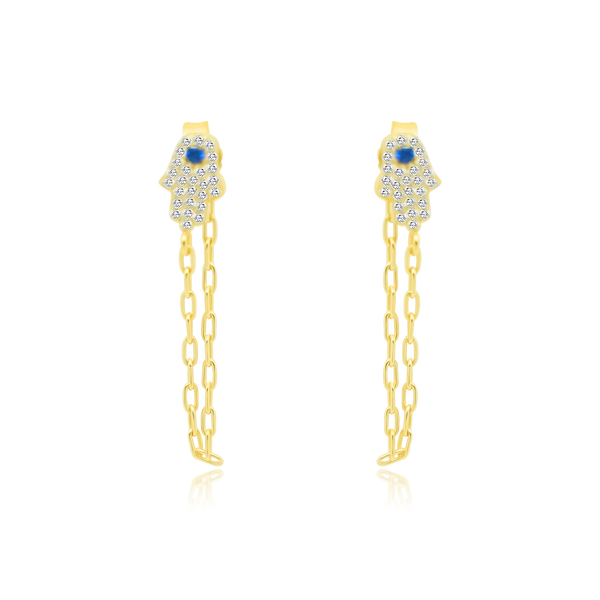 Silver CZ Front to Back Hamsa Earring - Atlanta Jewelers Supply