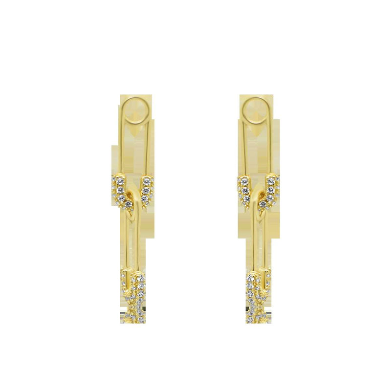 CZ Safety Pin Earrings - Atlanta Jewelers Supply