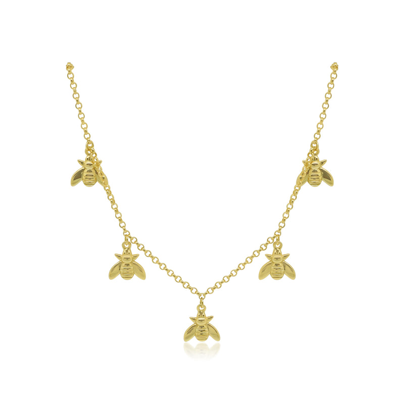 GOLD BEE DANGLE STATIONS NECKLACE - Atlanta Jewelers Supply