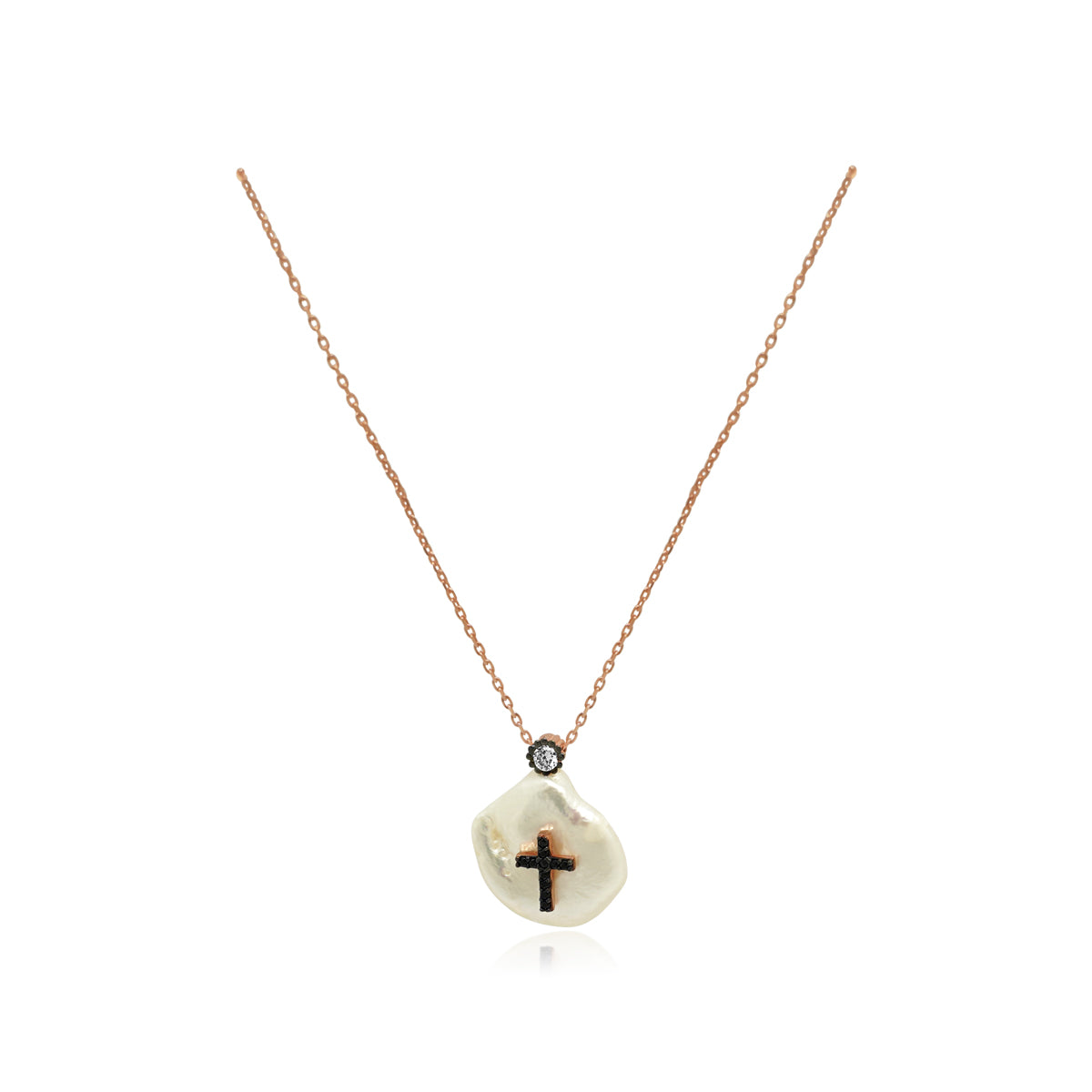 ROSE CZ CROSS CHARM NECKLACE - Atlanta Jewelers Supply