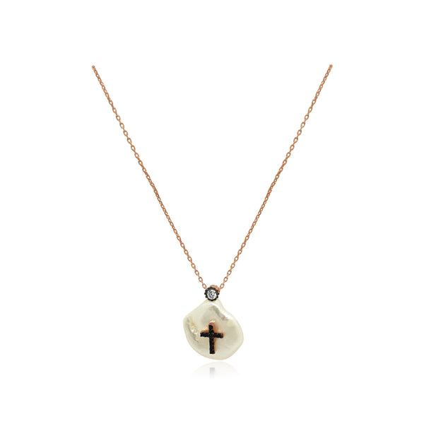 ROSE CZ CROSS CHARM NECKLACE - Atlanta Jewelers Supply