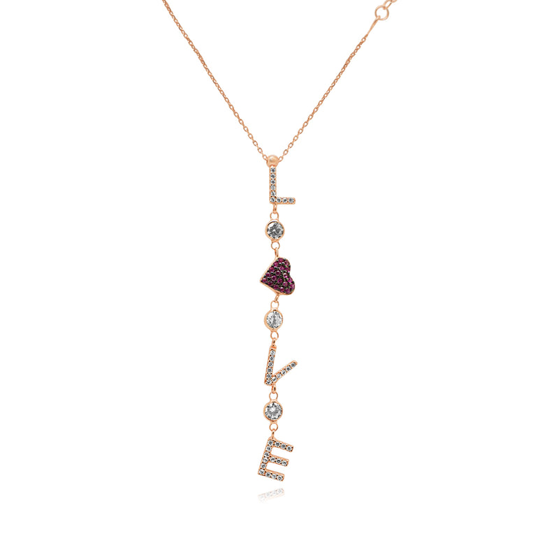SS TWO TONE CZ HEART "LOVE" DROP "Y" NECKLACE - Atlanta Jewelers Supply