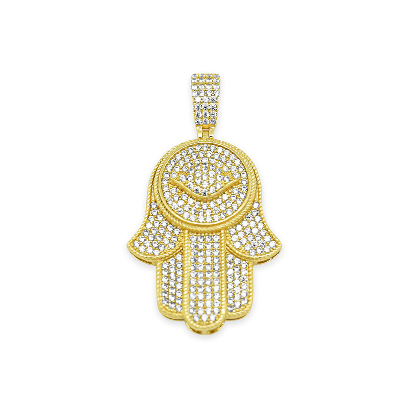 Sterling Silver CZ Hamsa Evil Eye Pendant - Atlanta Jewelers Supply