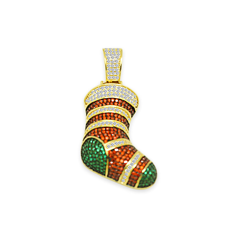 Sterling Silver Christmas Stocking CZ Pendant - Atlanta Jewelers Supply