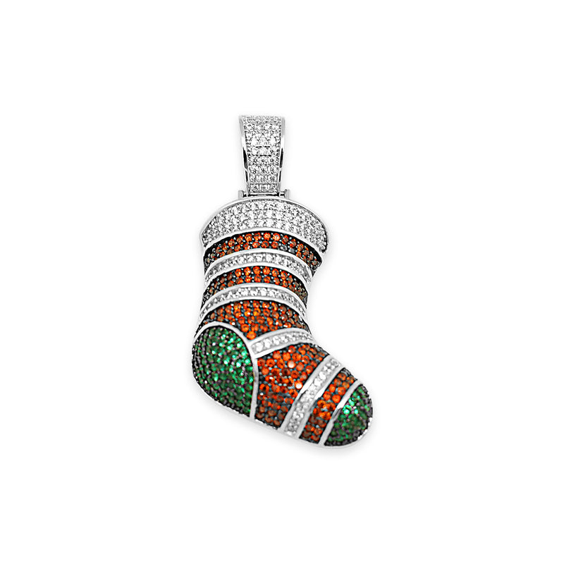 Sterling Silver Christmas Stocking CZ Pendant - Atlanta Jewelers Supply