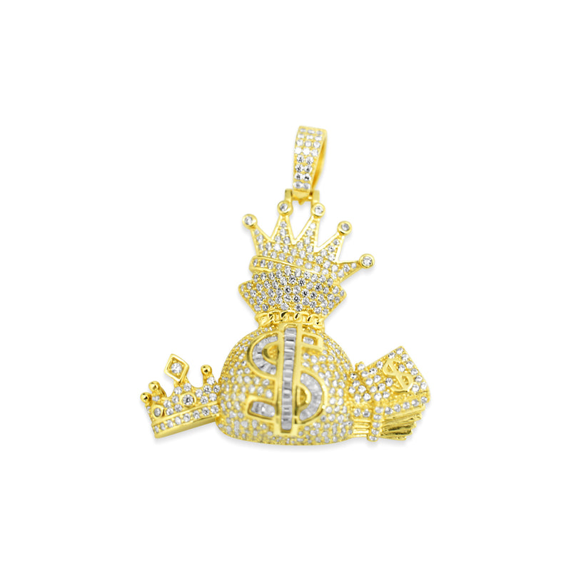 Sterling Silver Cash Is King CZ Pendant - Atlanta Jewelers Supply