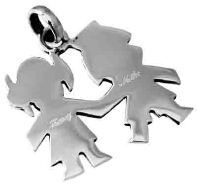 Sterling Silver Engravable Boy And Girl Cutout Pendant - Atlanta Jewelers Supply