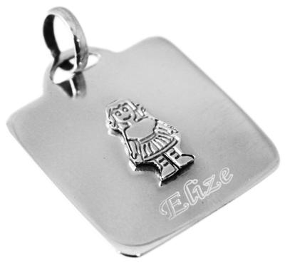 Sterling Silver Square Engravable Single Child Pendant - Atlanta Jewelers Supply