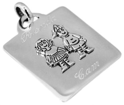 Sterling Silver Square Engravable Unisex Pendant - Atlanta Jewelers Supply