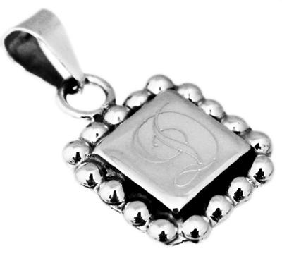 Sterling Silver Square Engravable Pendant With 3MM Beads - Atlanta Jewelers Supply