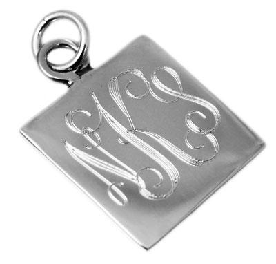 Sterling Silver Small Plain Square Engravable Pendant - Atlanta Jewelers Supply
