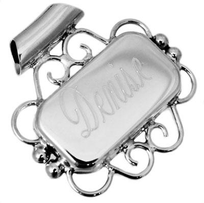 Sterling Silver Large Rectangle Pendant With Bead - Atlanta Jewelers Supply
