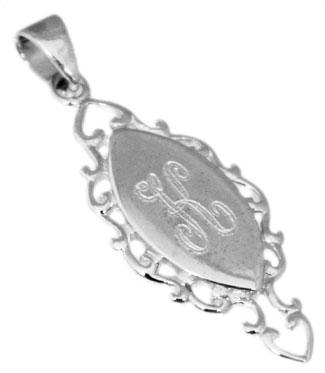 Sterling Silver Marquee Shaped Fancy Engravable Pendant - Atlanta Jewelers Supply