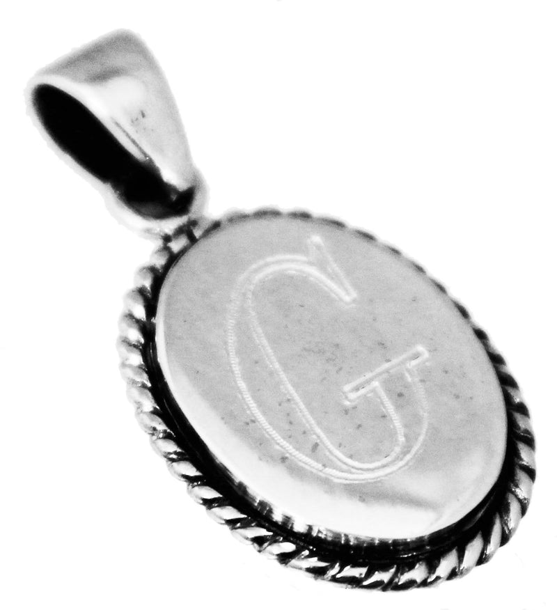 Sterling Silver Vertical Oval Engravable Pendant With A Roped Trim - Atlanta Jewelers Supply