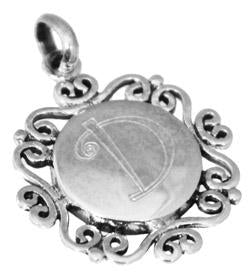 Sterling Silver Round Engravable Fancy Wired Pendant - Atlanta Jewelers Supply
