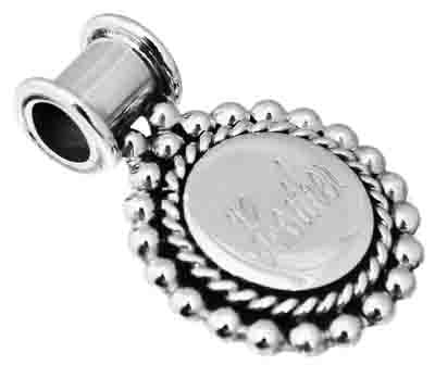 Sterling Silver Round Engravable Pendant With Roped Beaded Trim - Atlanta Jewelers Supply